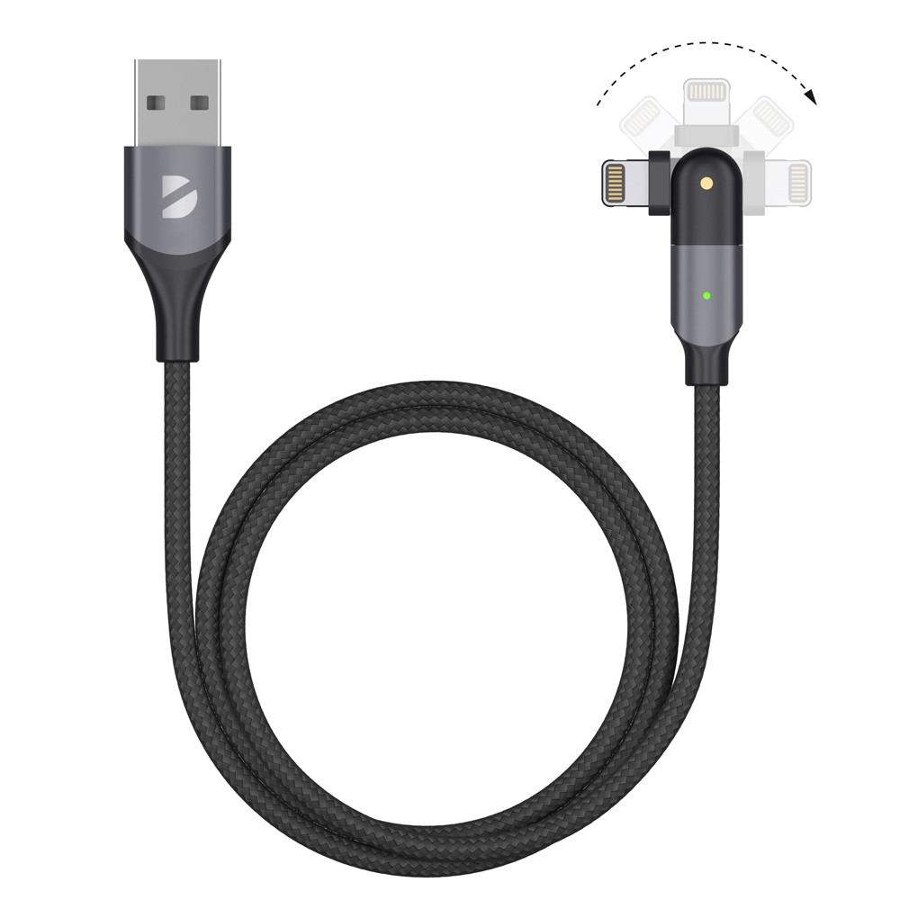 

Дата-кабель USB-A - Lightning, поворотный, 180, USB 2.0, 2,4A, 1.2м, 72326-OZ