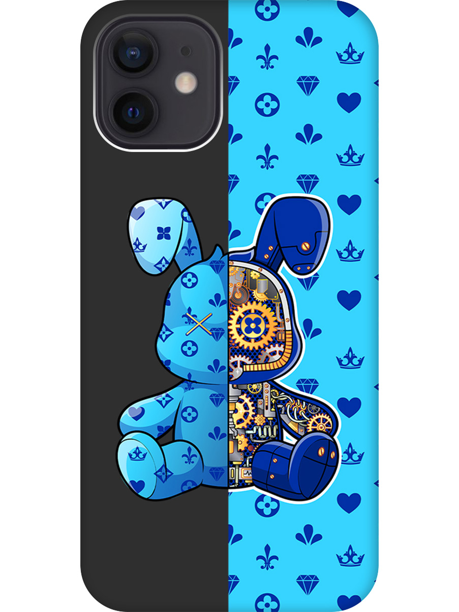 

Силиконовый чехол на Apple iPhone 12/12 Pro с принтом матовый черный 812651, Черный;голубой;синий, 723374171