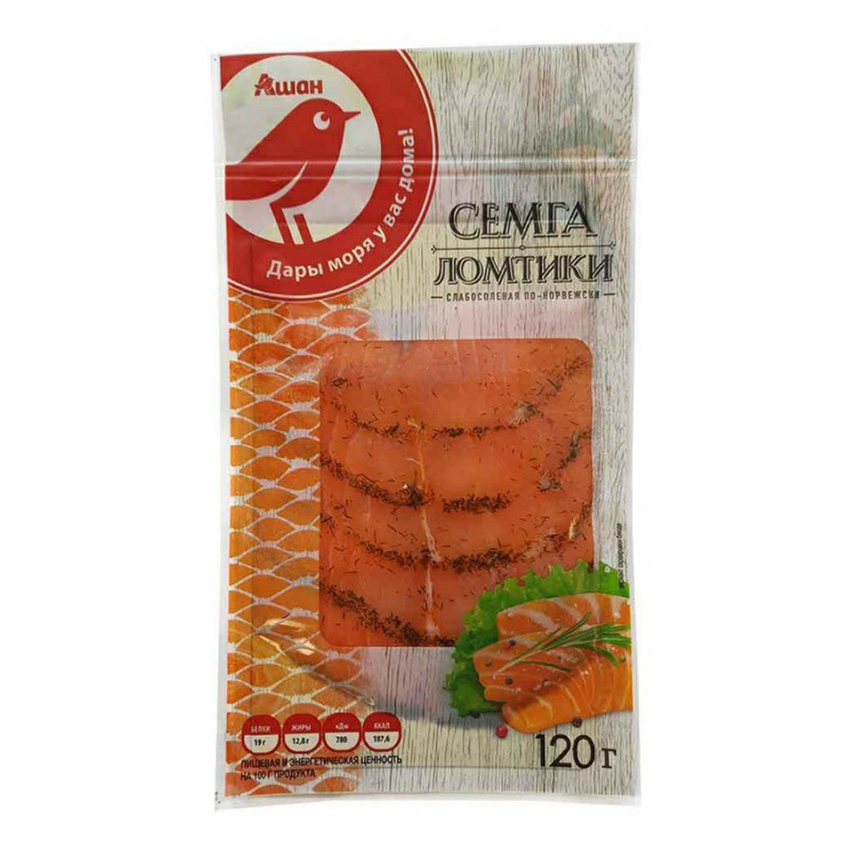 

Семга АШАН слабосоленая По-норвежски нарезка 120 г
