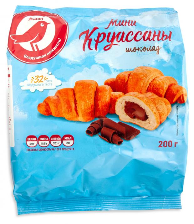 Мини-круассаны АШАН Красная птица с начинкой со вкусом шоколада 200 г 60₽