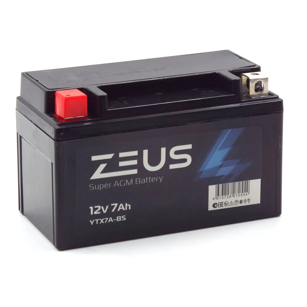 Аккумулятор ZEUS SUPER AGM YTX7A-BS (12V/7Ah) (MT 12-7, UTX7A-BS, CT 1207)