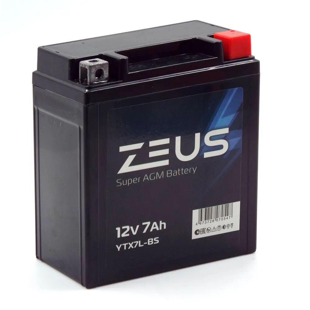 Аккумулятор ZEUS SUPER AGM 7 А*ч Обратная полярность (YTX7L-BS, UTX7L-BS, CT 1207)