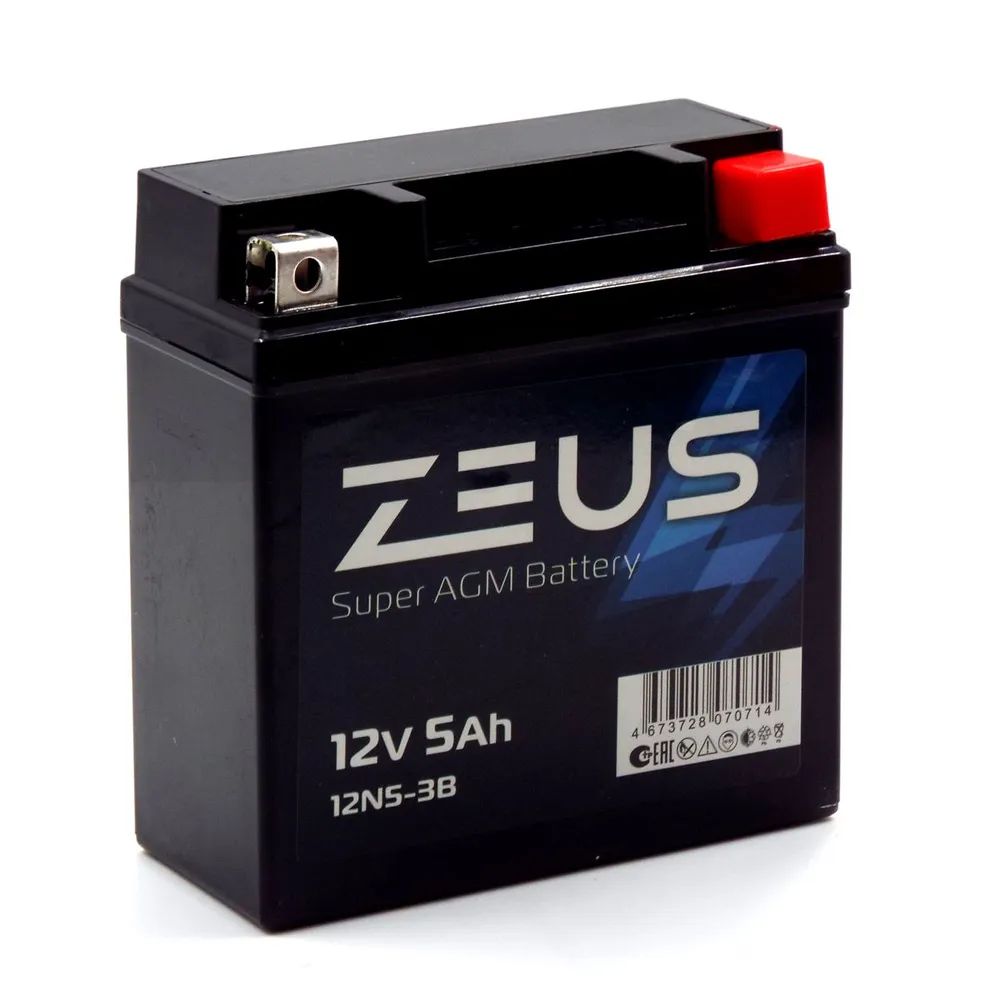 Аккумулятор ZEUS SUPER AGM 5 Ач Обратная полярность (12N5-3B)