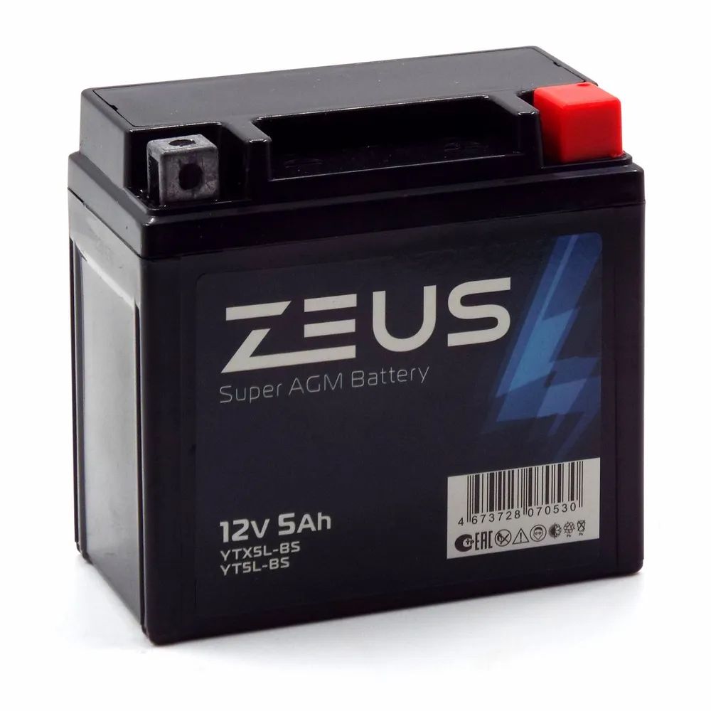 Аккумулятор ZEUS SUPER AGM 5 А*ч Обратная полярность (YTX5L-BS, UTX5L-BS, CT 1205)