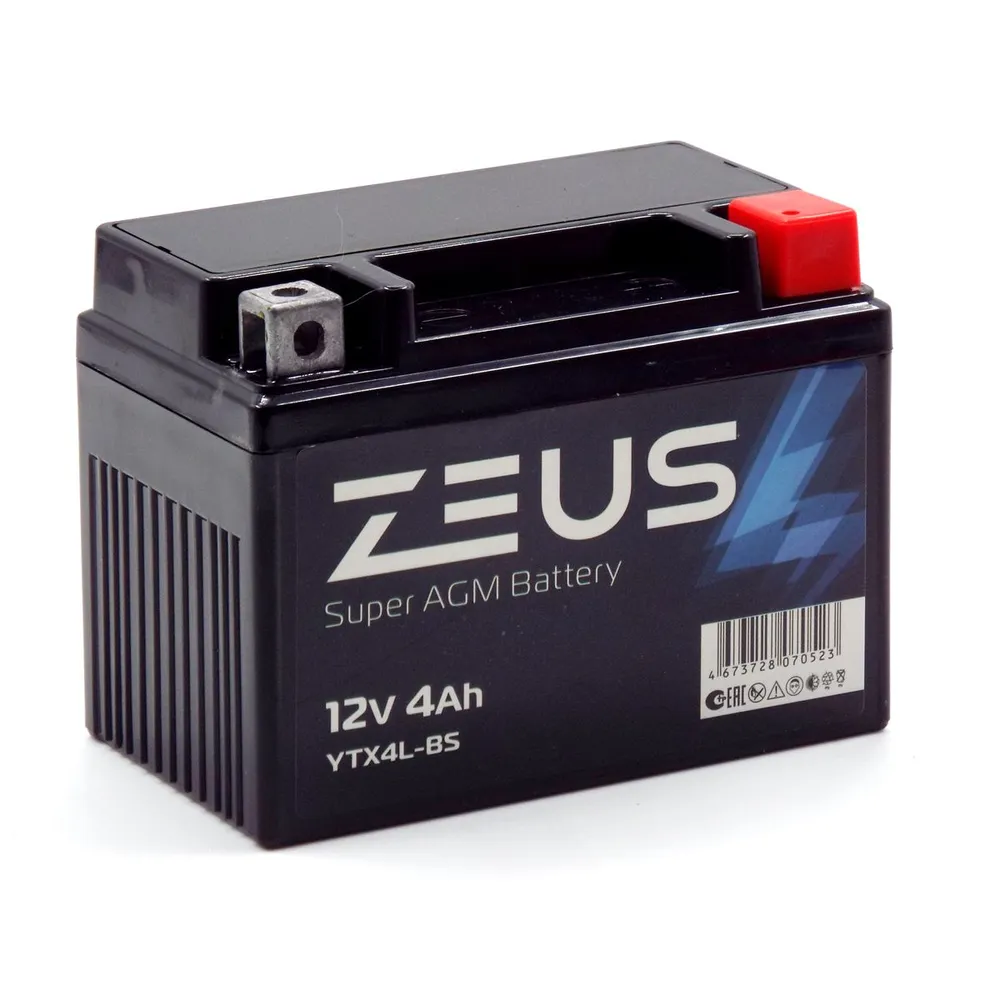 Аккумулятор ZEUS SUPER AGM YTX4L-BS (12V/4Ah) (UTX4L-BS, СТ 1204)