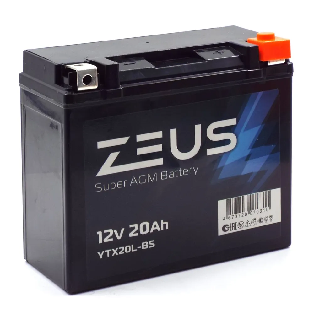 Аккумулятор ZEUS SUPER AGM 20 А*ч Прямая полярность (YTX20-BS, CT 12201, UTX20-BS)