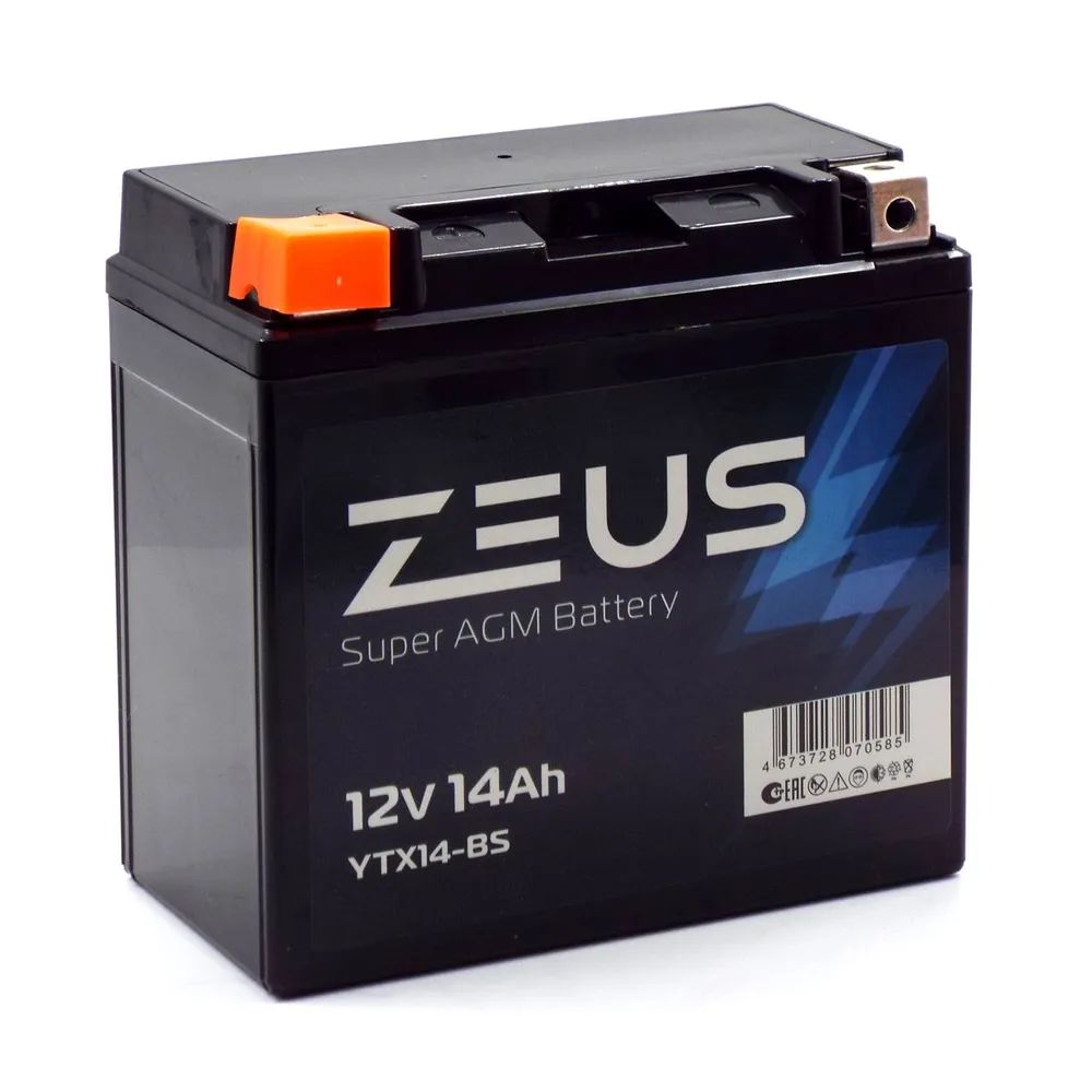 Аккумулятор ZEUS SUPER AGM 14 Ач (YTX14-BS) (12V/14Ah) (СТ 1214, UTX14-BS)