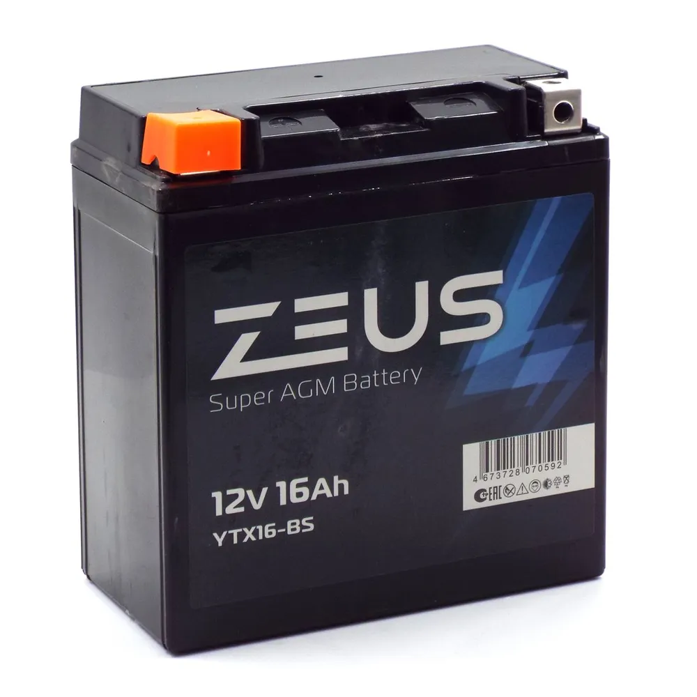 Аккумулятор ZEUS SUPER AGM YTX16-BS(12V/16Ah) (UTX16-BS, СТ 1216.1)