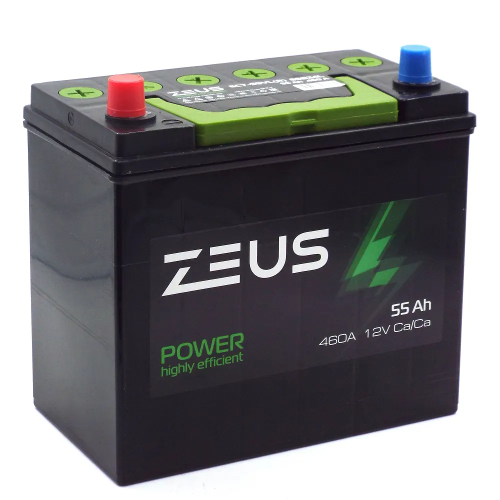 фото Аккумулятор автомобильный zeus power asia 65b24r 55 а*ч 238x125x225 прямая полярность