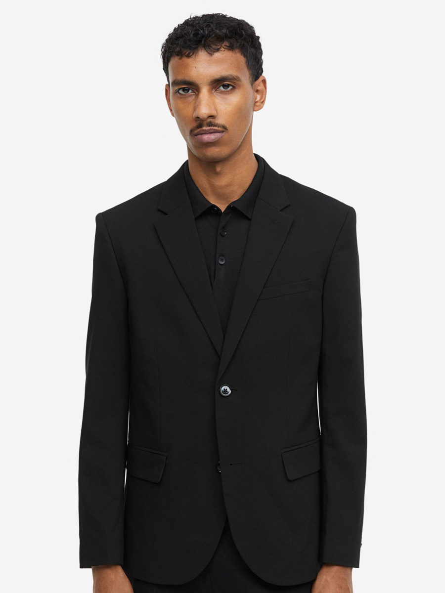 

Пиджак мужской H&M 713995 черный 46 RU, 0713995