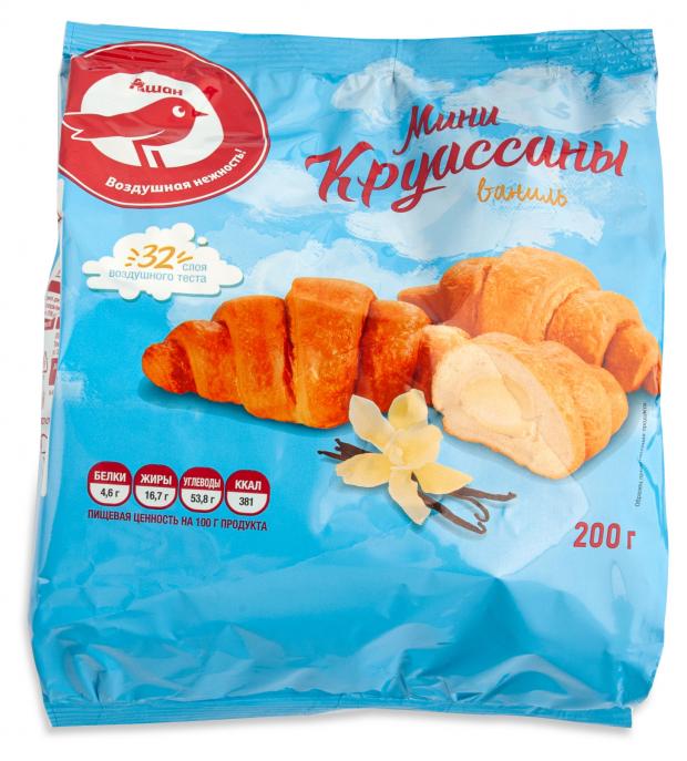 Мини-круассаны АШАН Красная птица с начинкой со вкусом ванили 200 г 60₽