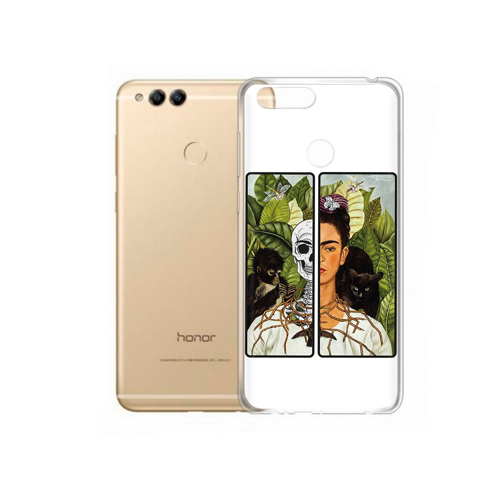 Чехол MyPads Tocco для Huawei 7X сдвоенная картинка девушка скелет (PT94112.65.595)