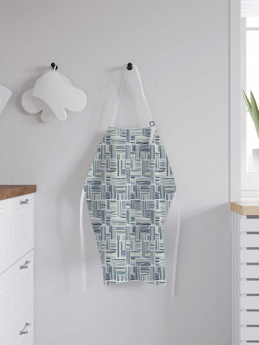 

Фартук женский JoyArty для готовки "Штрихованные фигуры", универсальный размер, Белый