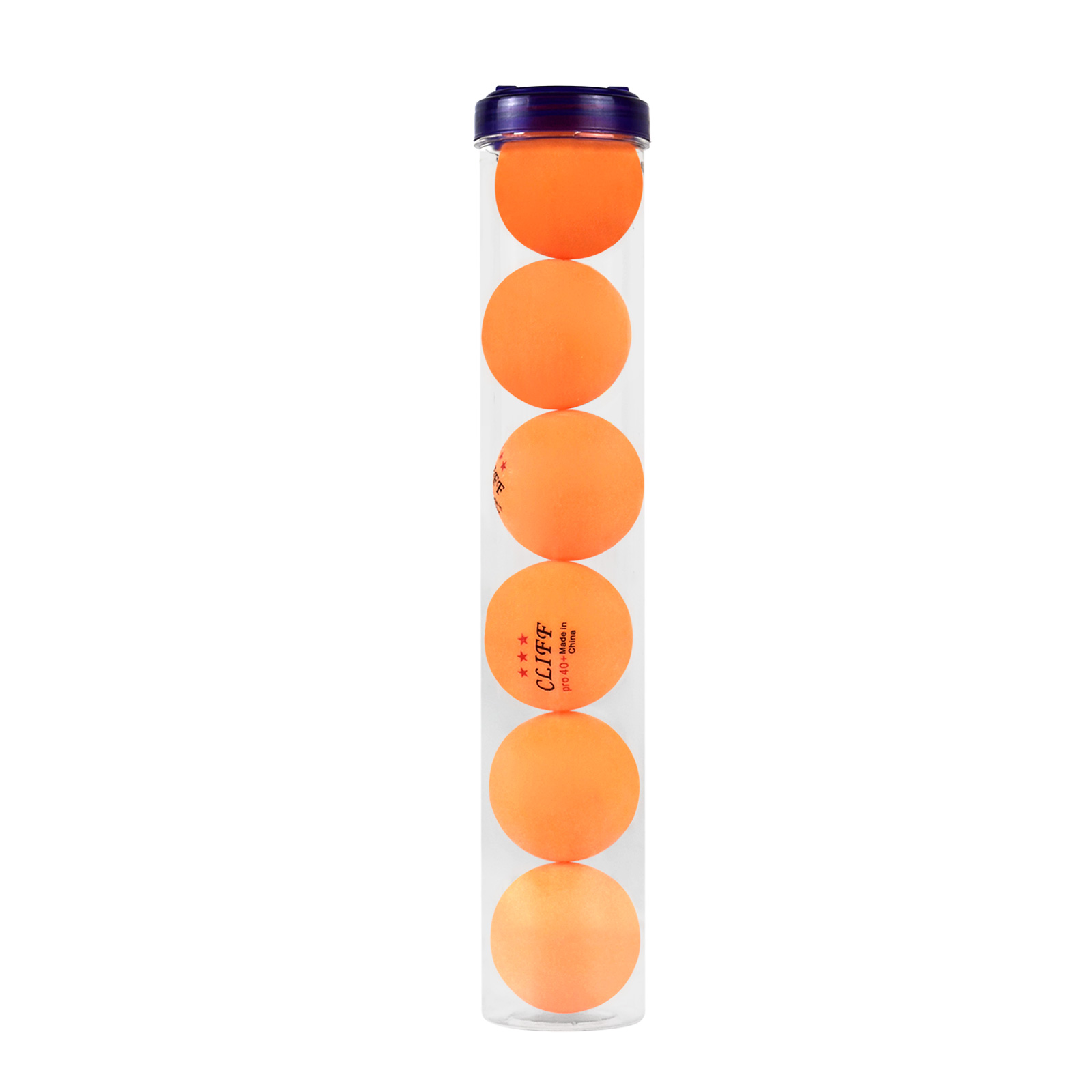Мячи для настольного тенниса CLIFF 3 звезды, 40мм, туба 6 штук, оранжевые
