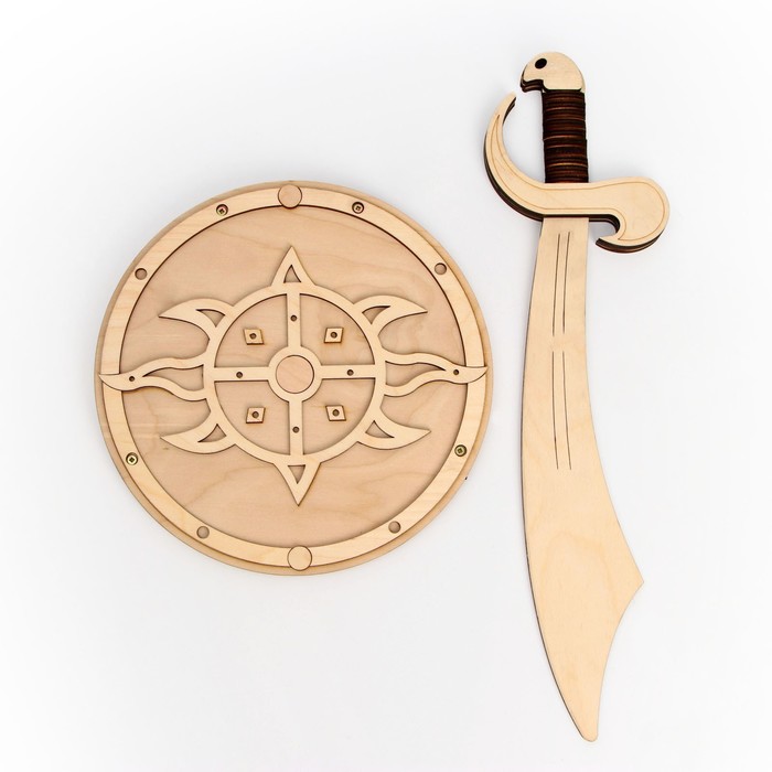 Деревянное игрушечное оружие Альтаир Щит и меч, 25x44,5x5 см, 6978693