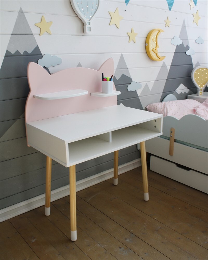 

Детский стол к школе DIMDOM kids, котенок, розовый, 21
