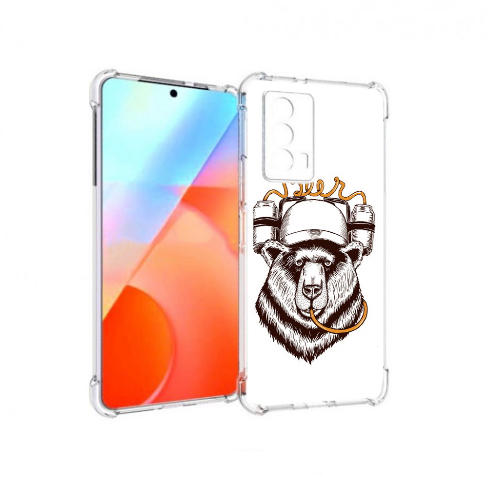 

Чехол MyPads Tocco для Vivo iQOO Z5 пивной медведь (PT226980.401.538), Прозрачный, Tocco