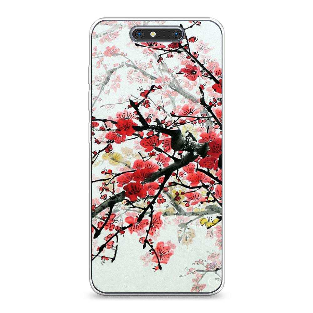 

Чехол Awog на ZTE Blade V8 / ЗТЕ Блэйд V8 "Сакура", Розовый;черный, 131250-4