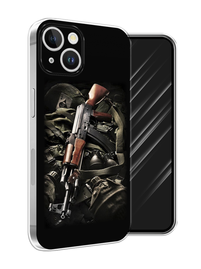 

Чехол Awog на Apple iPhone 15 Plus "Автомат", Черный;коричневый;серый, 15650-1