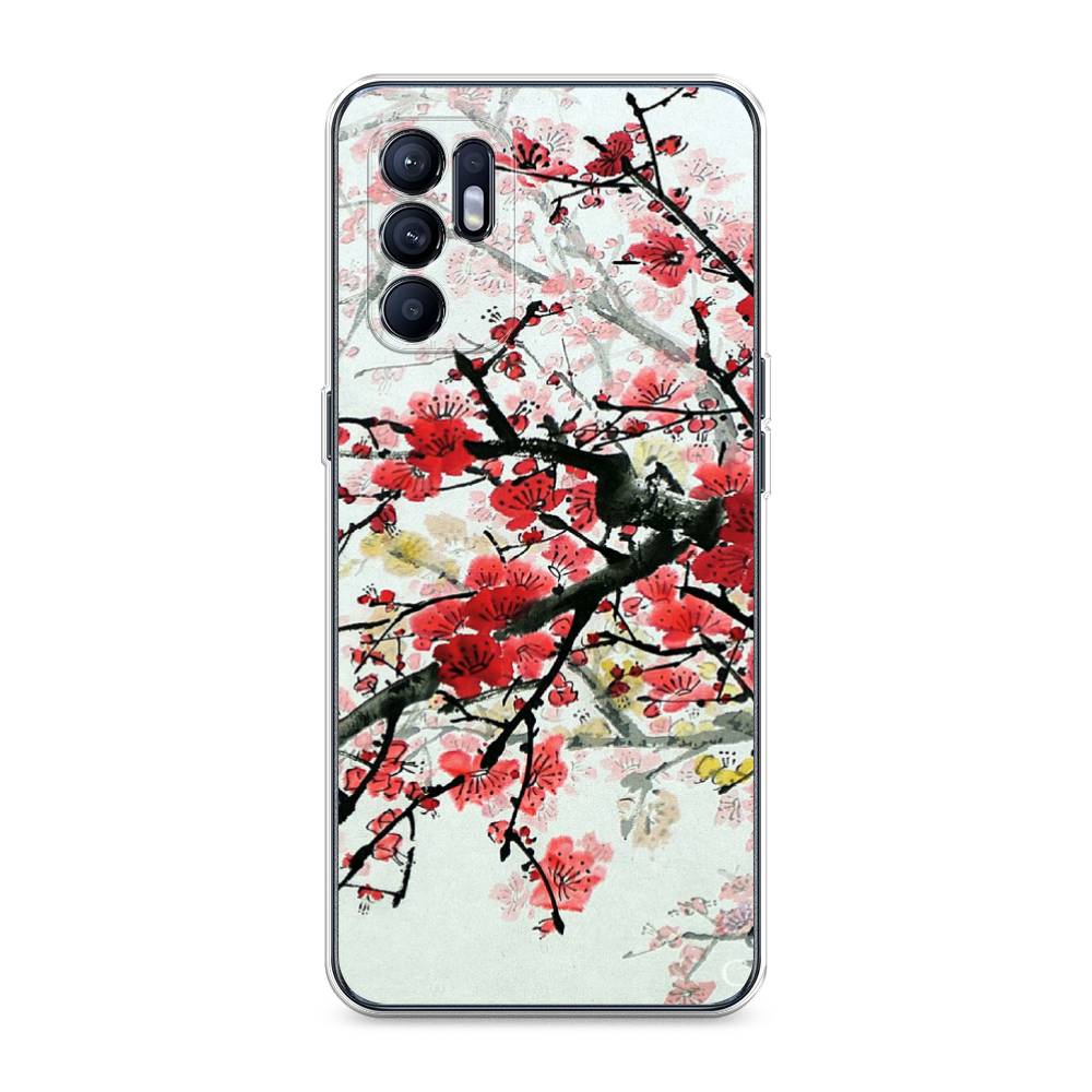 

Чехол Awog на Oppo Reno 6 "Сакура", Розовый;черный, 257850-4
