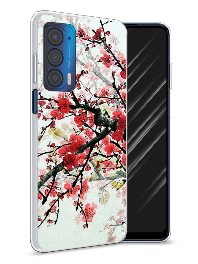 

Чехол Awog на Motorola Edge (2021) "Сакура", Розовый;черный, 242950-4