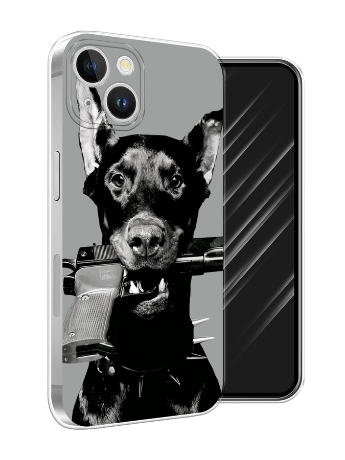 

Чехол Awog на Apple iPhone 15 Plus "Доберман", Серый, 15650-1