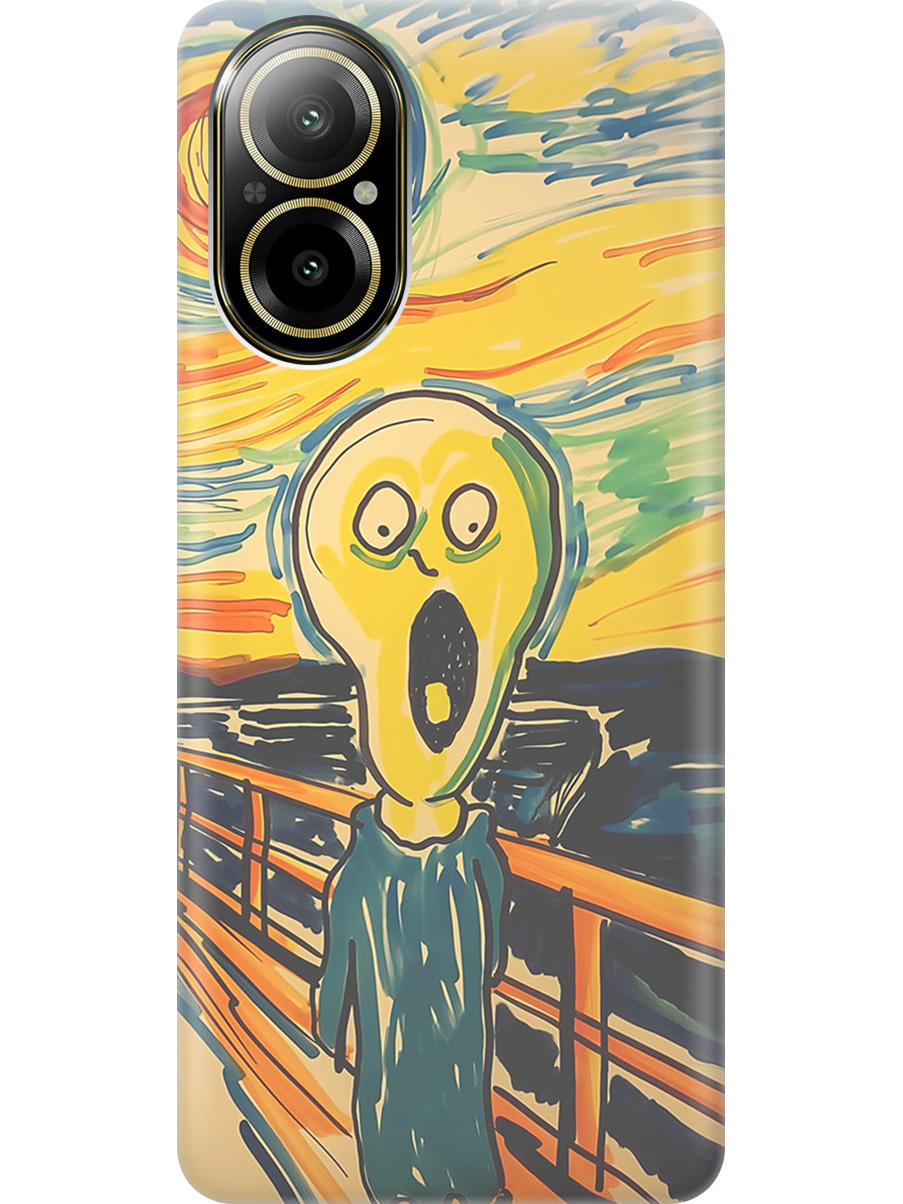 

Силиконовый чехол на Realme C67 с принтом "Искаженный крик", Прозрачный;желтый;синий, 780484651