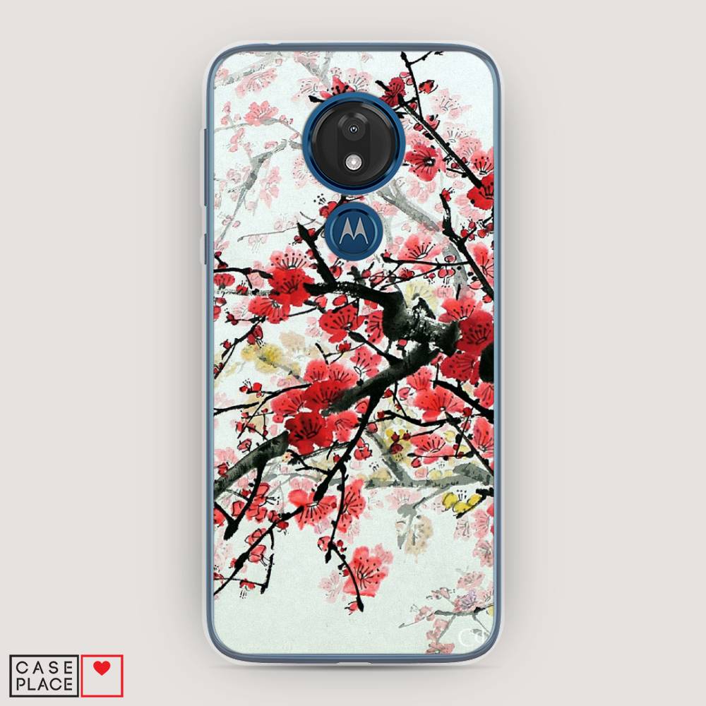 

Чехол Awog на Motorola Moto G7 / Моторола Мото G7 "Сакура", Розовый;черный, 241150-4