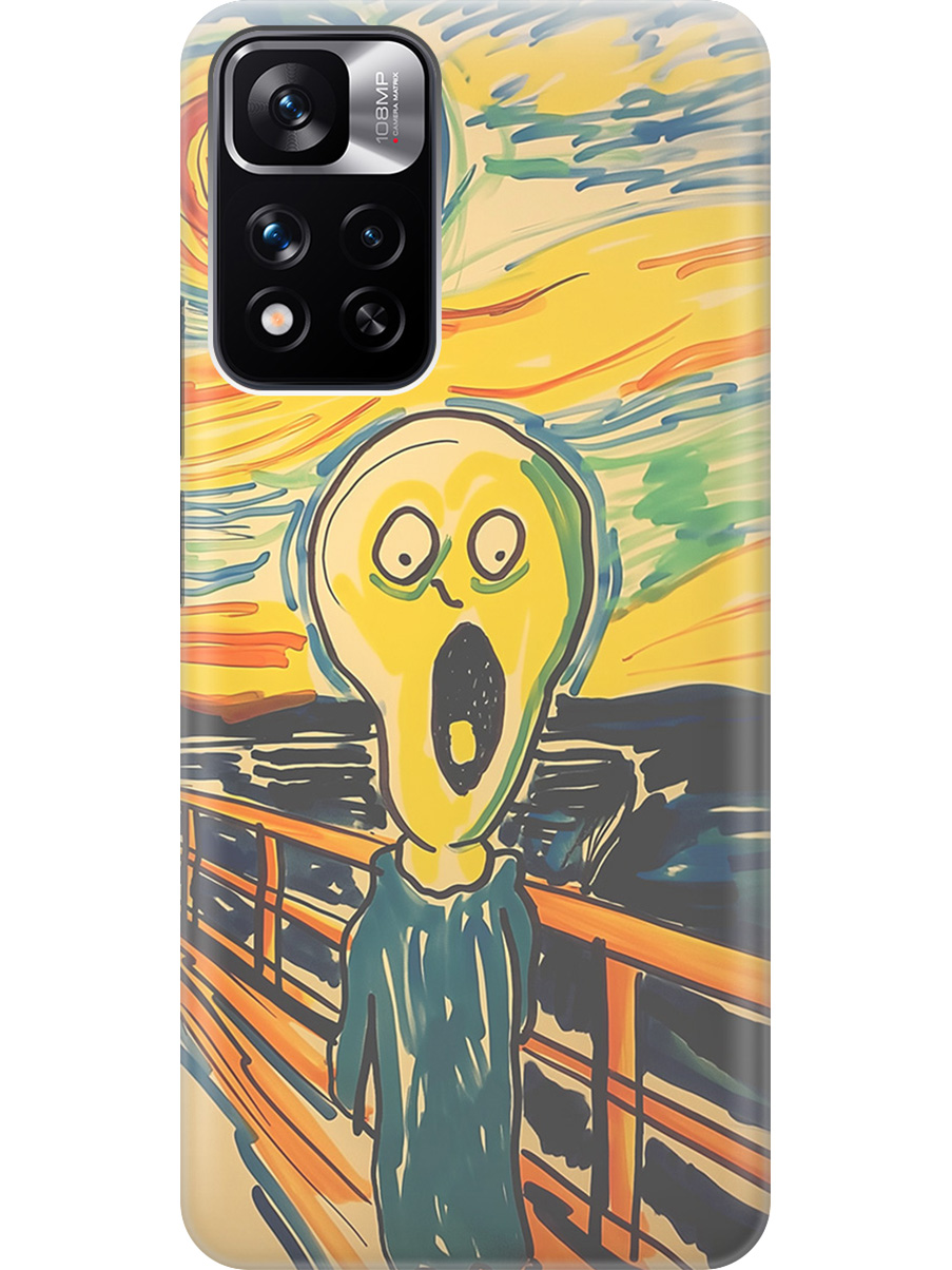 

Силиконовый чехол на Xiaomi Redmi Note 11 Pro+ 5G, Xiaomi 11i с принтом "Искаженный крик", Прозрачный;желтый;синий, 741736451