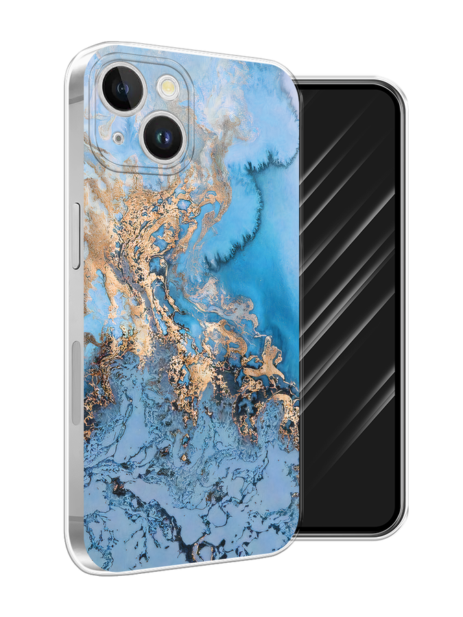 

Чехол Awog на Apple iPhone 15 Plus "Морозная лавина синяя", Серебристый, 15650-1