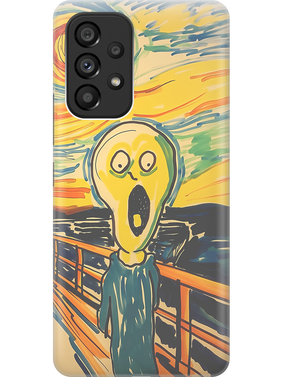 

Силиконовый чехол на Samsung Galaxy A53 5G с принтом "Искаженный крик", Прозрачный;желтый;синий, 740133051