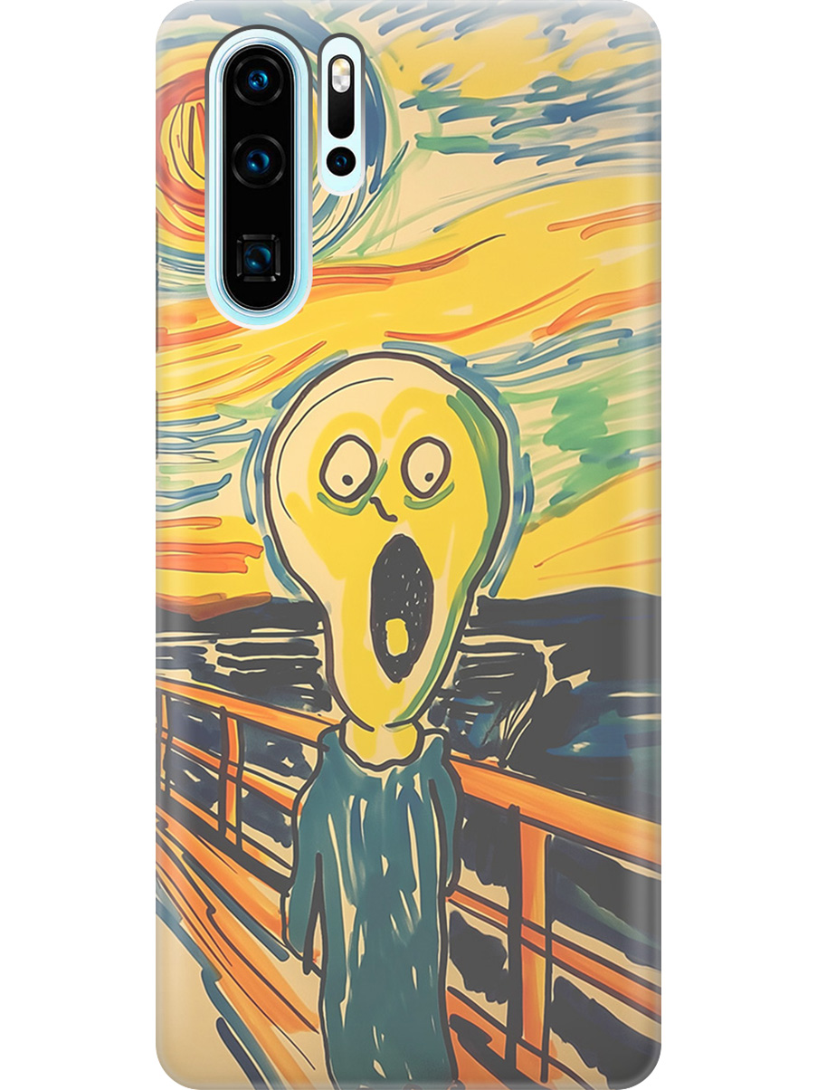 

Силиконовый чехол на Huawei P30 Pro с принтом "Искаженный крик", Прозрачный;желтый;синий, 720762451