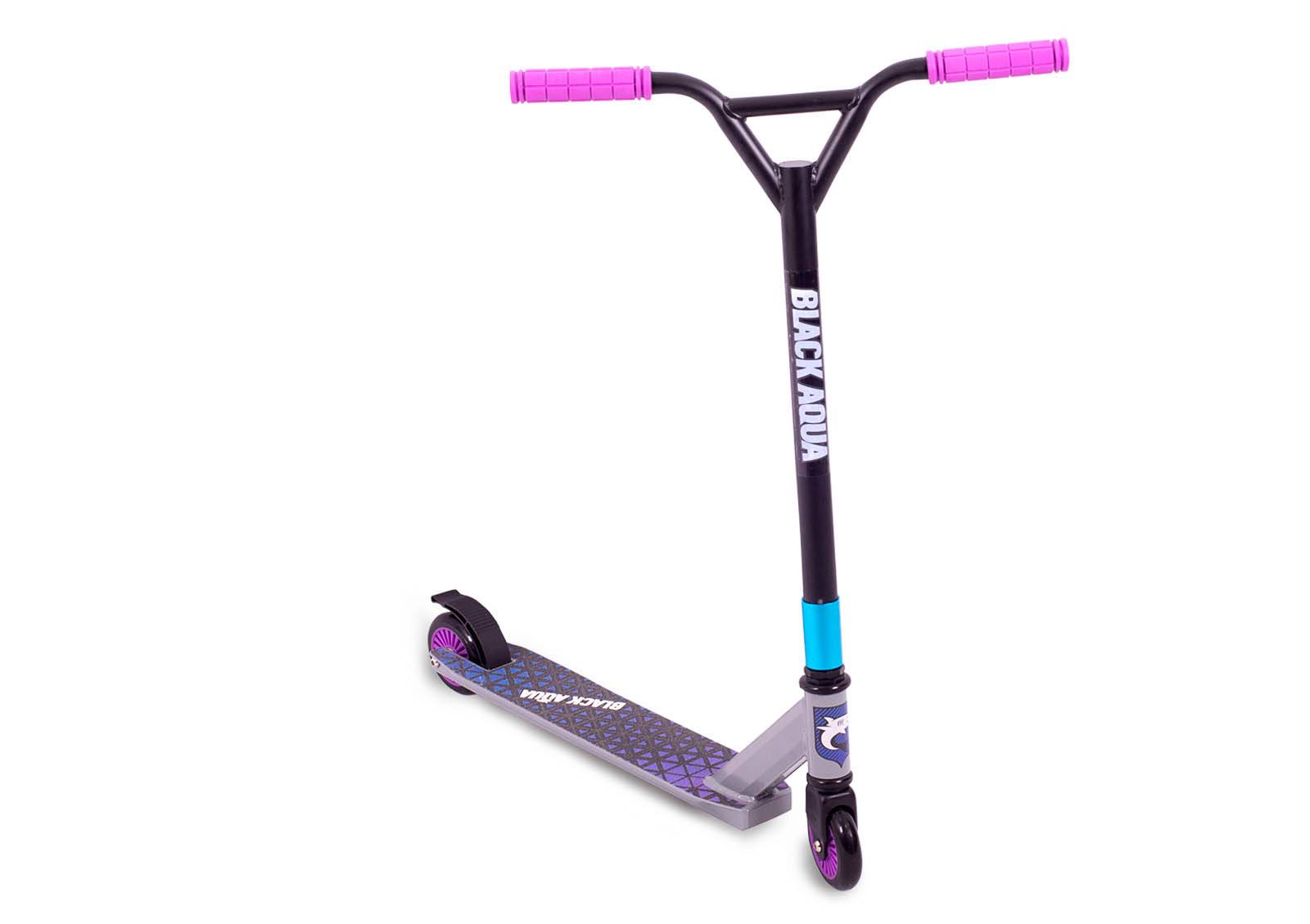 

Black Aqua Stunt Scooter-3 Black-Purple, Черный;фиолетовый