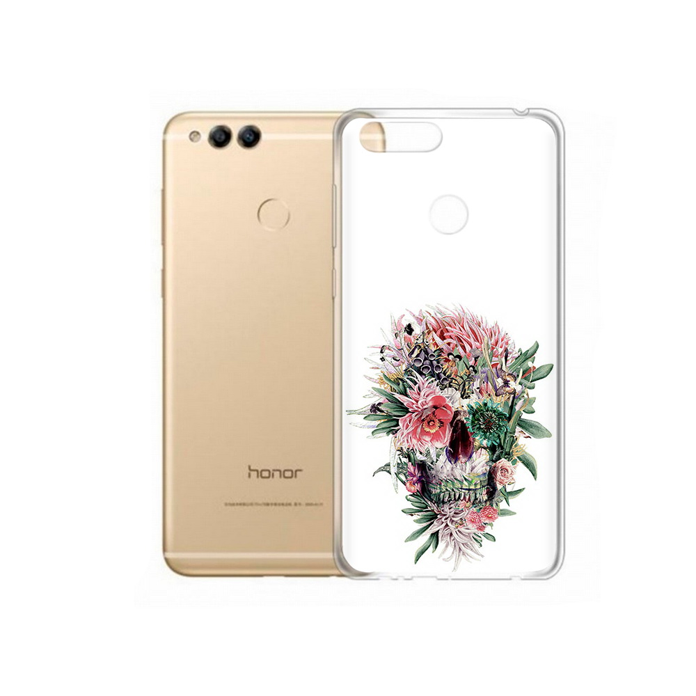 

Чехол MyPads Tocco для Huawei 7X череп из цветов (PT94112.65.677), Прозрачный, Tocco