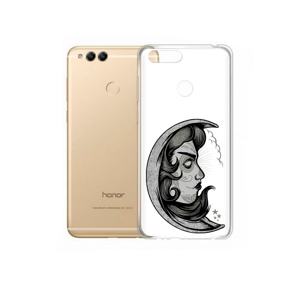 Чехол MyPads Tocco для Huawei 7X черно белая луна с лицом (PT94112.65.680)