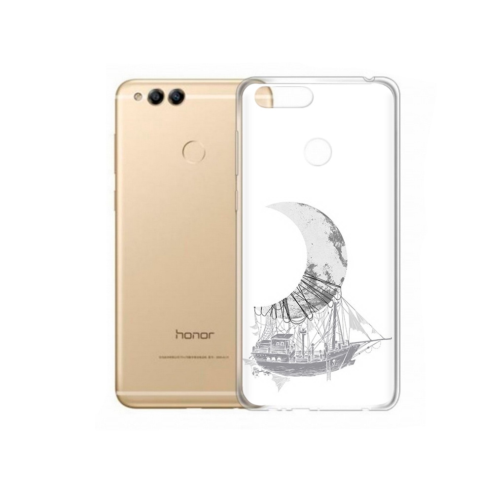 

Чехол MyPads Tocco для Huawei 7X черно белый корабль полумесяц (PT94112.65.684), Прозрачный, Tocco