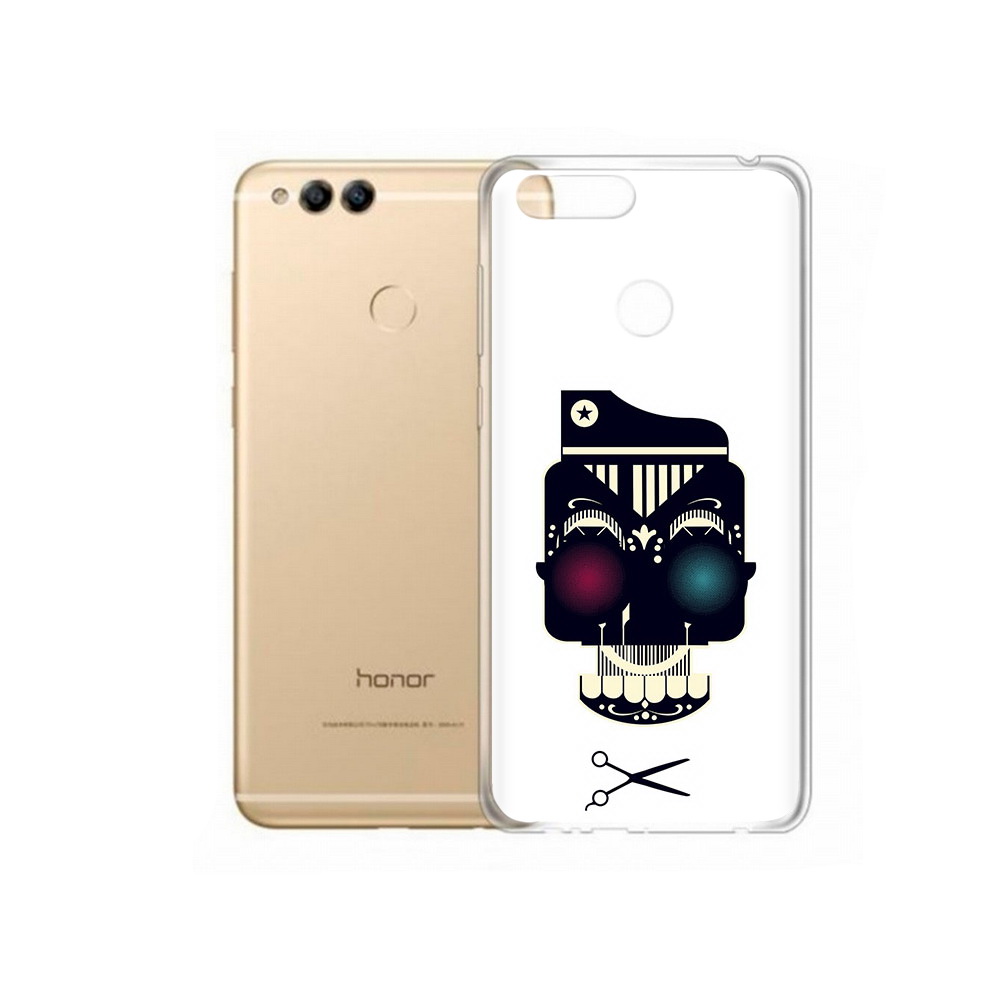 

Чехол MyPads Tocco для Huawei 7X черно белый скелет с яркими глазами (PT94112.65.687), Прозрачный, Tocco