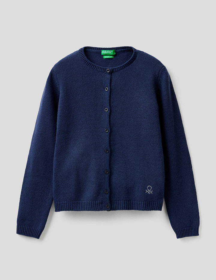 

Кардиган для девочек Benetton цв. синий р.140, 21A_1244C5421