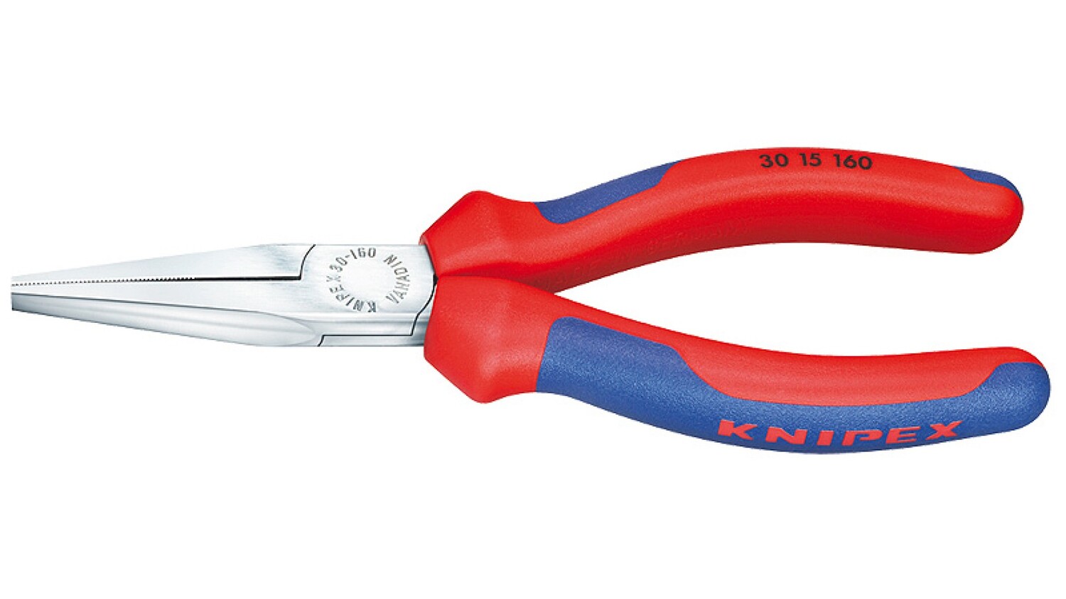 Длинногубцы Knipex плоские рифлённые губки 42 мм, длина 140 мм, хром, 2-комп ручки KN-301