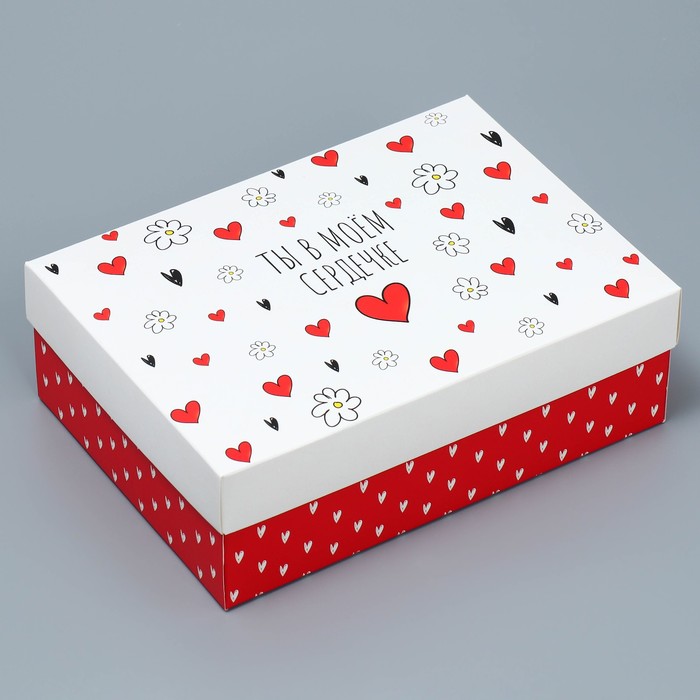 

Коробка складная Дарите Счастье Любовь 21 x 15 x 7 см, Красный;белый