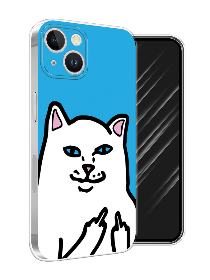 

Чехол Awog на Apple iPhone 15 Plus "Кот жесть", Белый;голубой;черный, 15650-1