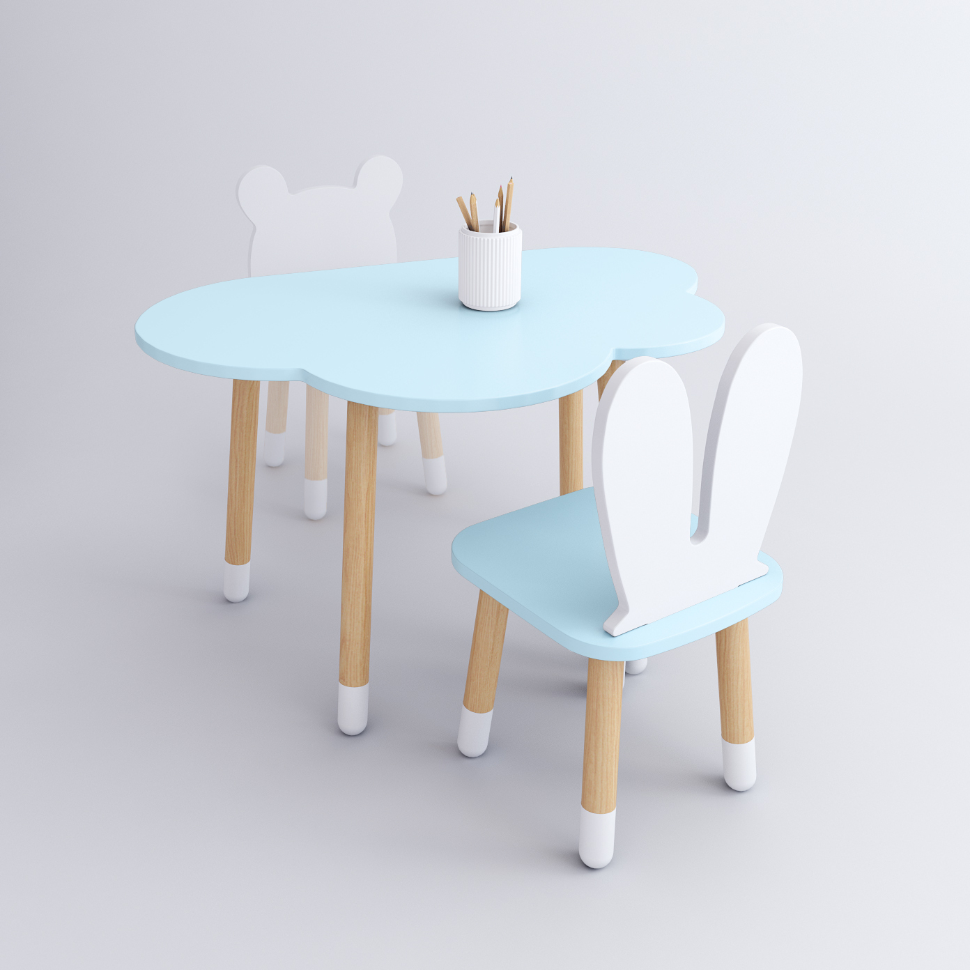 Комплект детской мебели DIMDOM kids, стол Облако голубой, стул Зайка голубой комплект детской мебели rules столик облачко и стульчик зайка белая и розовая эмаль