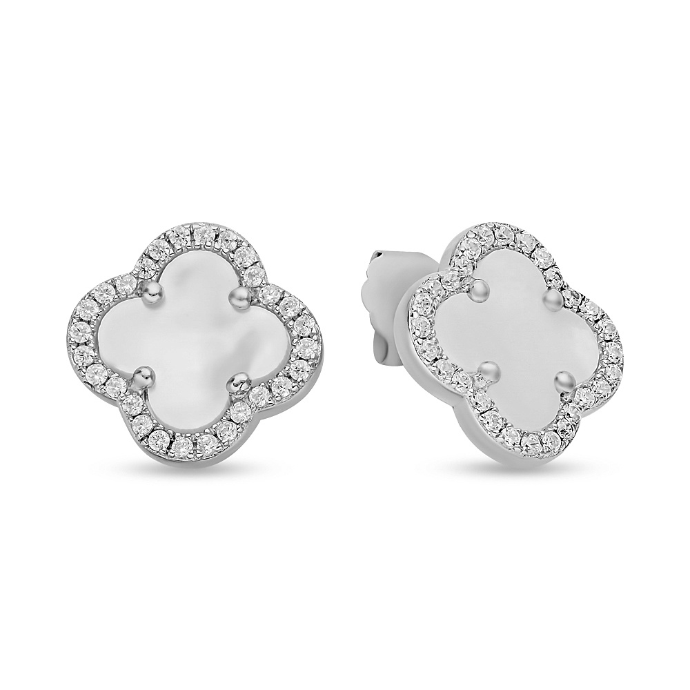 

Серьги пусеты из серебра 585Gold 702009098, фианит/перламутр, 702009098