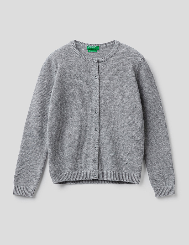 

Кардиган для девочек Benetton цв. серый р.116, 21A_1244C5421