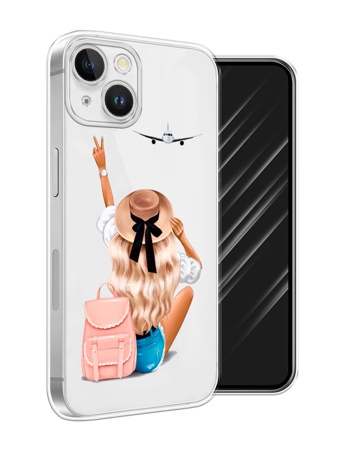 

Чехол Awog на Apple iPhone 15 Plus "Автостопом самолетом", Бежевый;белый, 15650-1