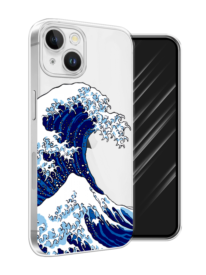 

Чехол Awog на Apple iPhone 15 Plus "Волна в Канагаве", Синий;белый, 15650-1