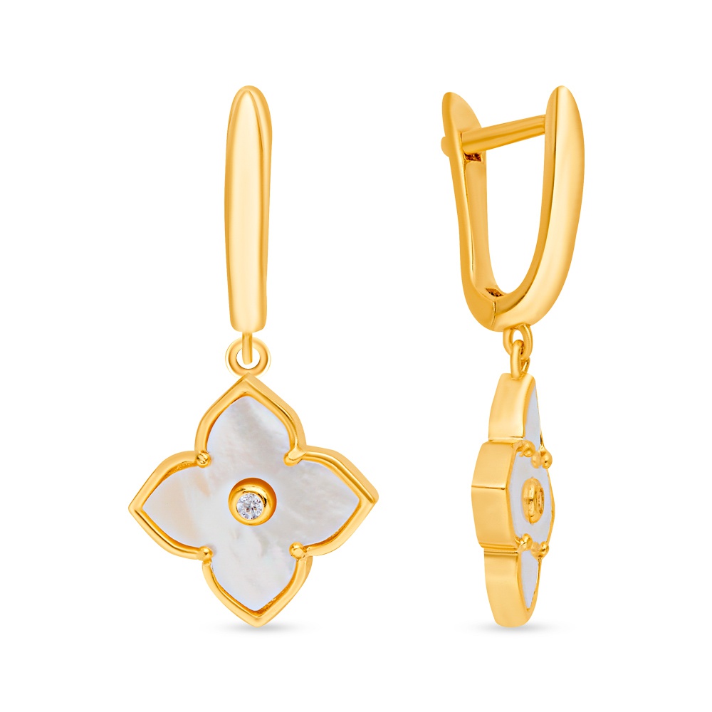 

Серьги подвески из серебра 585Gold 702009062, фианит/перламутр, 702009062
