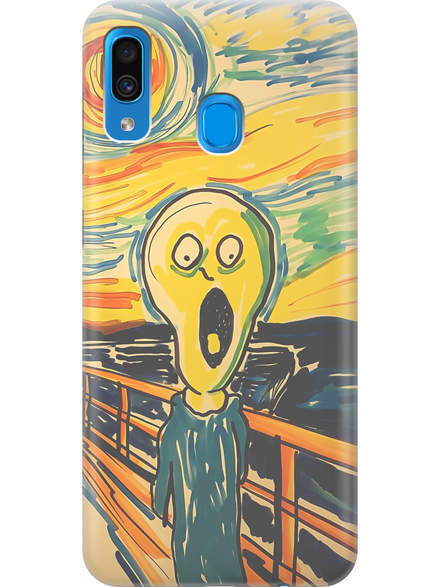 

Силиконовый чехол на Samsung Galaxy A20/A30 с принтом "Искаженный крик", Прозрачный;желтый;синий, 720772151