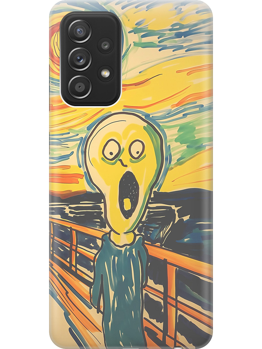 

Силиконовый чехол на Samsung Galaxy A52 с принтом "Искаженный крик", Прозрачный;желтый;синий, 724990151