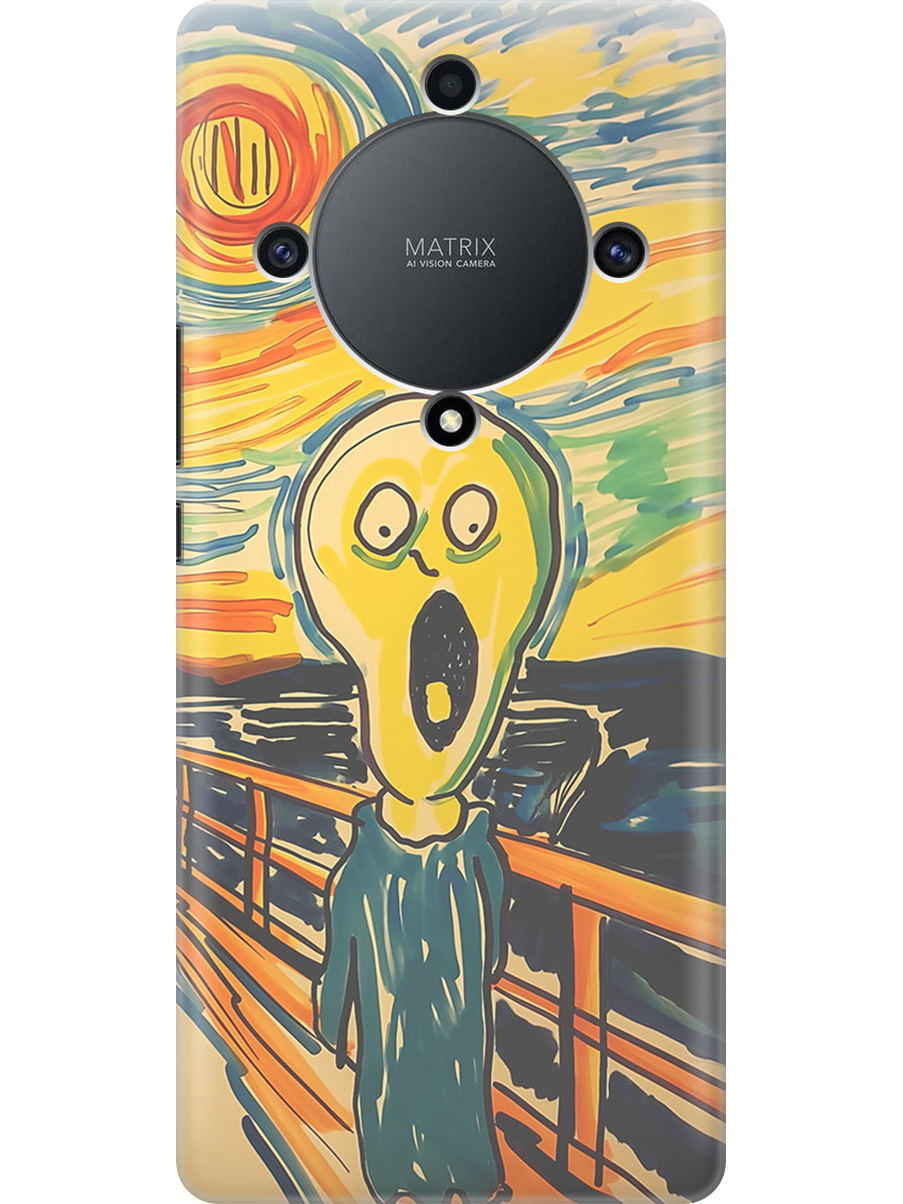 

Силиконовый чехол на Honor X9a/Magic5 Lite с принтом "Искаженный крик", Прозрачный;желтый;синий, 769394751